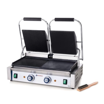 Grill kontaktowy podwójny - jedna str. ryflowana, druga str. gładka 