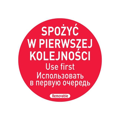 Etykiety Food Safety - "Spożyć w pierwszej kolejności" 