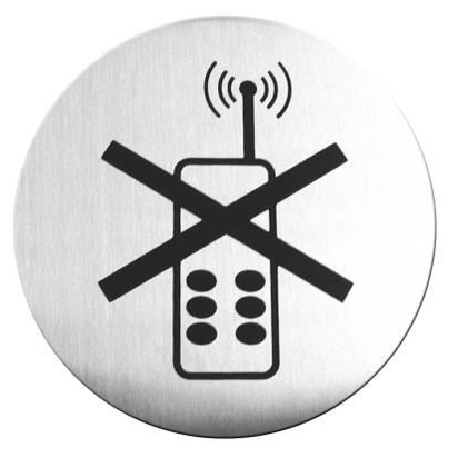 Tabliczka informacyjna samoprzylepna - zakaz używania telefonów komórkowych 
