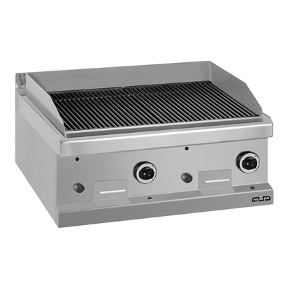 Grill z lawą wulkaniczną stołowe i na podstawie z trzech stron zamkniętej- gazowe 