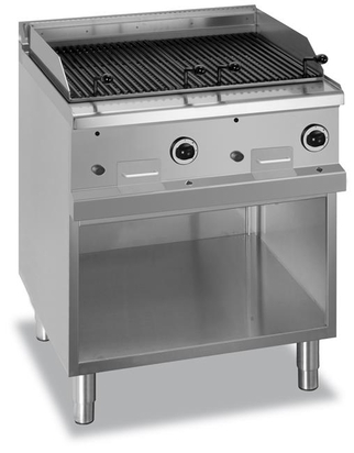 Grill z lawą wulkaniczną stołowy i na podstawie z trzech stron zamkniętej, podwójny - gazowy, linia 700 
