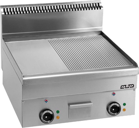 Płyta grillowa stołowa,1/2 gładka+ 1/2 ryflowana chromowana - elektryczna MBM600 