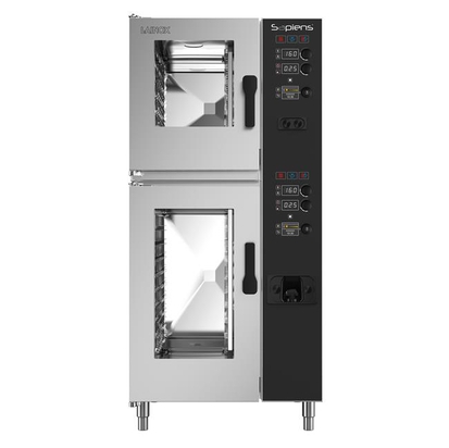 Piec konwekcyjno-parowy Lainox Sapiens Boosted, 6x GN 1/1 + 10x GN 1/1 z bezpośrednim natryskiem i systemem myjącym SAE161B