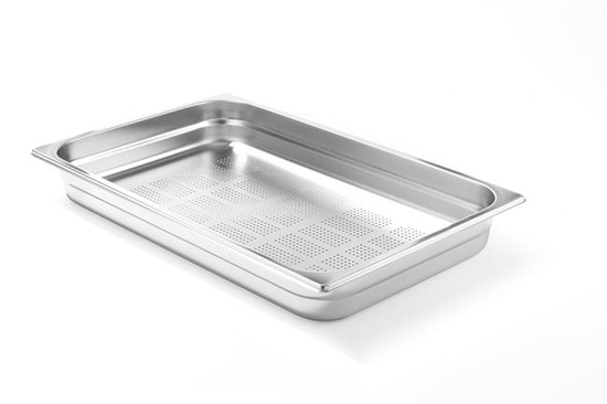 perforowany pojemnik ze stali nierdzewnej GN 1/1 530x325x(h)65 mm
