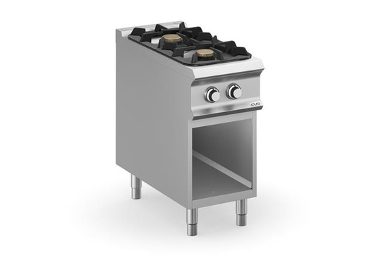 Kuchnia gazowa z nowymi palnikami FLEX BURNERS o mocy 7 kW i 11 kW, na podstawie z trzech stron zamkniętej - kod FB94AXL 