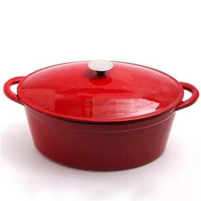 Garnek żeliwny emaliowany, HENDI, 7L, czerwony, 407x254x(H)135mm 