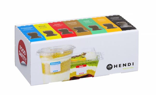 Zestaw etykiet wielorazowych Food Safety na każdy dzień tygodnia z podajnikiem, HENDI, 240x80x(H)100mm 