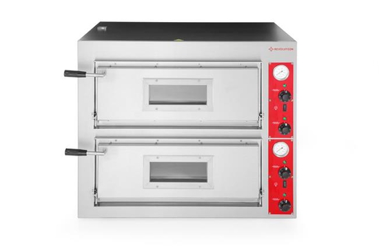 Piec do pizzy dwukomorowy - elektryczny, sterowany elektromechanicznie, Revolution, 2 komory, 400V/8400W, 910x820x(H)750mm 