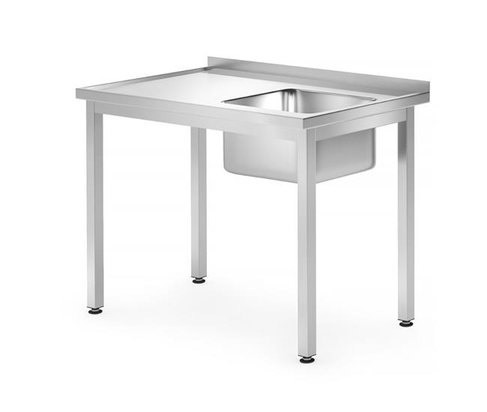 Stół z jednym zlewem lewy , bez półki- skręcany, HENDI, Kitchen Line, Lokalizacja komory - po prawej, 1000x700x(H)850 mm, 1000x700x(H)850mm 