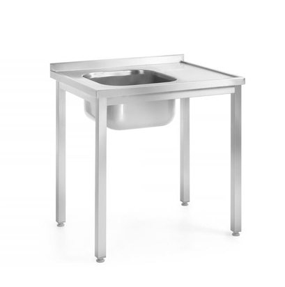 Stół ze zlewem 1-komorowym – skręcany, głębokość 600 mm, HENDI, Kitchen Line, Lokalizacja komory - po lewej, 1000x600x(H)850mm 