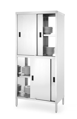 Szafa przelotowa z przegrodą i drzwiami suwanymi – skręcana, HENDI, Kitchen Line, 800x500x(H)1800mm 