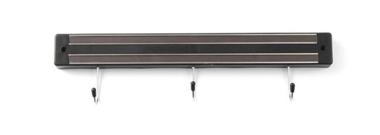 Listwa magnetyczna z haczykami, HENDI, 3, czarny, (L)340mm 