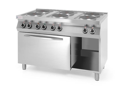 KUCHNIA ELEKTRYCZNA 6-PŁYTOWA KITCHEN LINE Z KONWEKCYJNYM PIEKARNIKIEM ELEKTRYCZNYM GN 1/1 